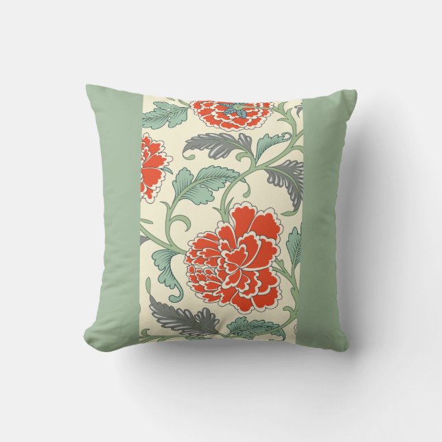 Coussin Motif floral orange vintage  (Recto)