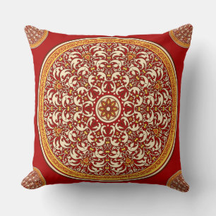 Coussin Motif floral oriental rouge