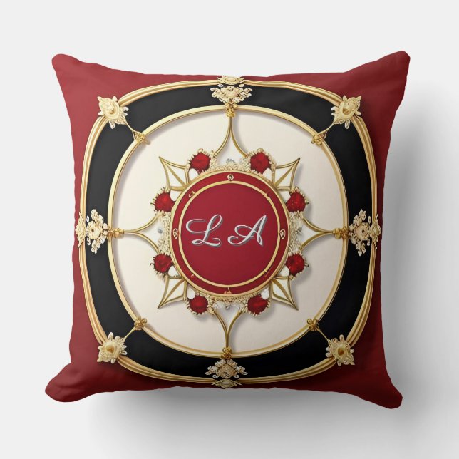 Coussin Motif floral orné en or (Recto)