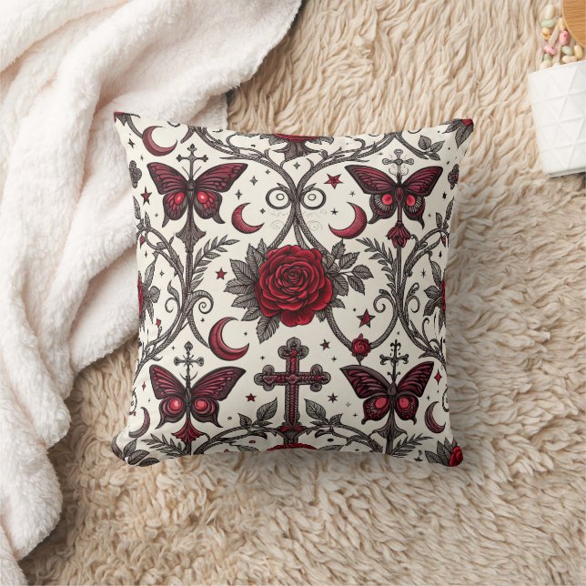 Coussin Motif floral papillon gothique (1) (Couverture)