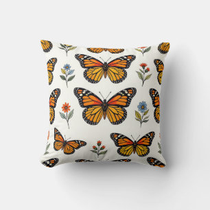 Coussin Motif floral papillon monarque