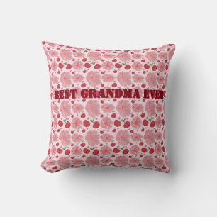 Coussin Motif floral personnalisé à l'aquarelle Cerise,