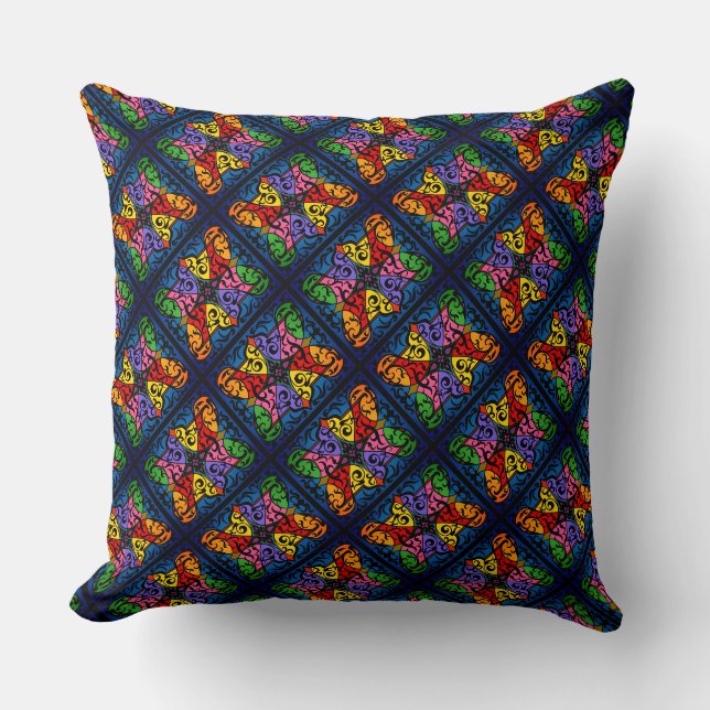 Coussin Motif floral psychédélique coloré (Recto)