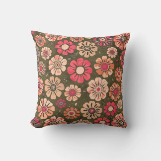 Coussin Motif floral rétro des années 70