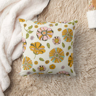 Coussin Motif floral rétro des années 70