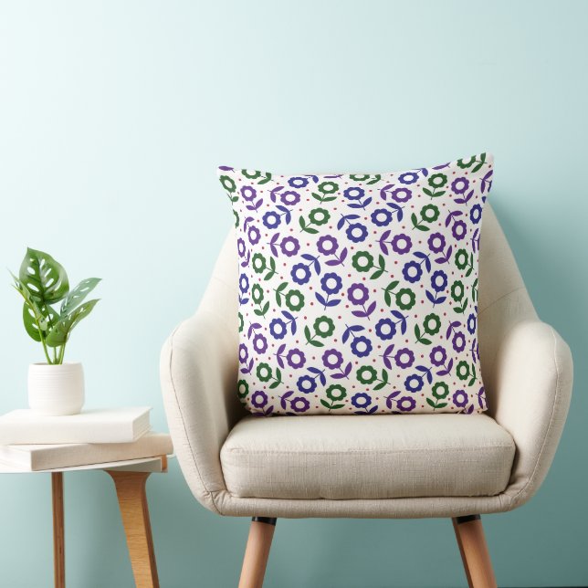 Coussin Motif floral rétro multicolore (Chaise)