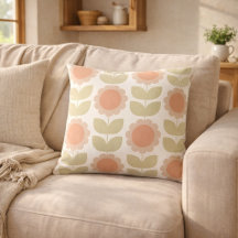 Motif floral rétro rose pastel du milieu du siècle