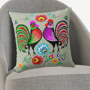 Coussin Motif Floral Rooster Boho