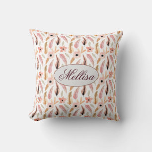 Coussin Motif Floral rose Abstrait tendance Nom du monogra