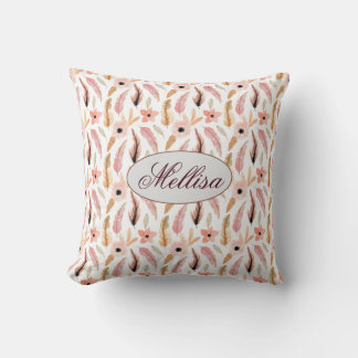 Coussin Motif Floral rose Abstrait tendance Nom du monogra