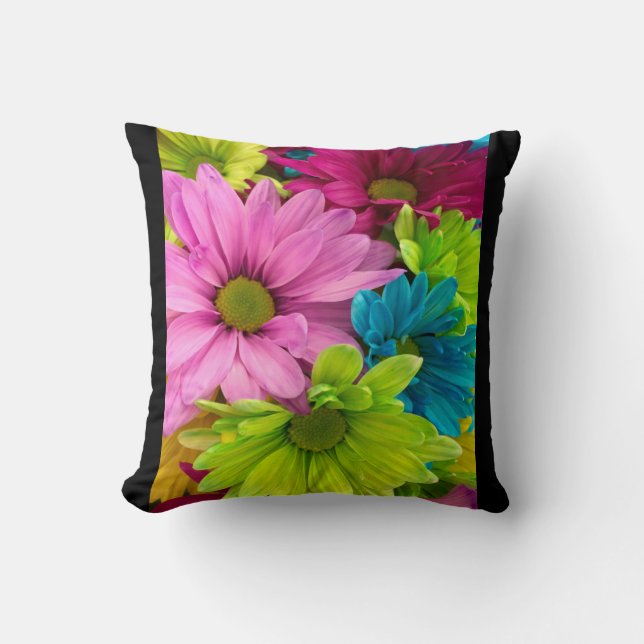 Coussin Motif floral rose bleu (Recto)