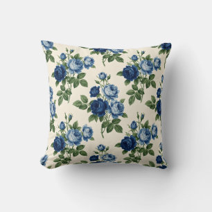 Coussin Motif floral Rose Bleue