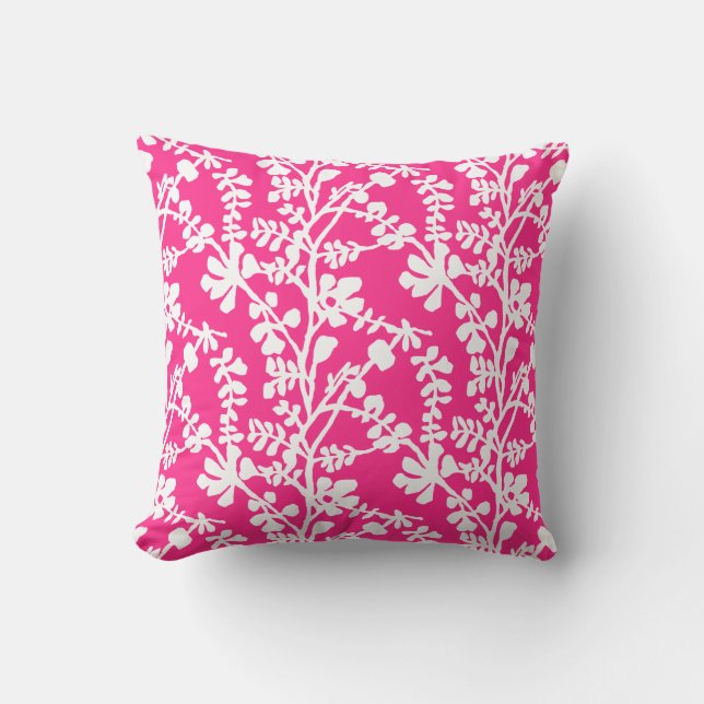 Coussin Motif Floral rose et blanc (Recto)