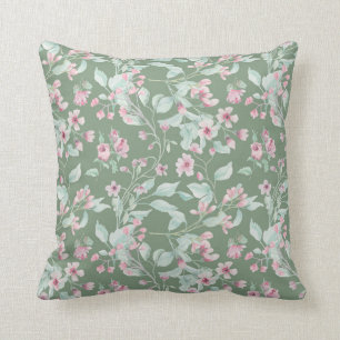 Coussin Motif floral rose et blush