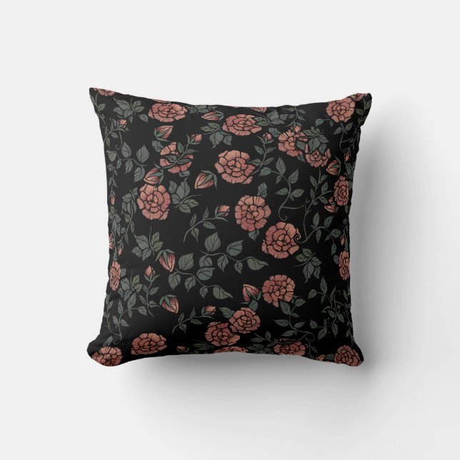 Coussin Motif floral Rose rose mauve (Recto)