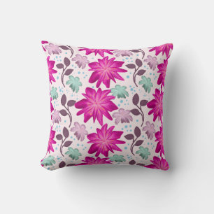 Coussin Motif floral rose vibrant   Fleurs modernes audaci