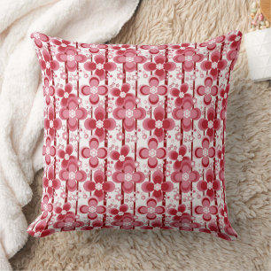 Coussin Motif floral rouge et blanc