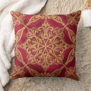 Coussin Motif floral rouge et jaune