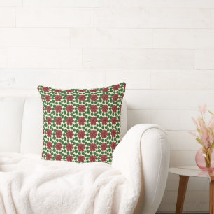 Coussin Motif floral rouge gras sans couture