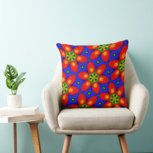 Coussin Motif Floral Rouge mou