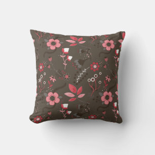 Coussin Motif floral rouge-rose de Brown