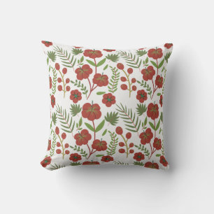 Coussin Motif floral rouge sans couture sur arrière - plan