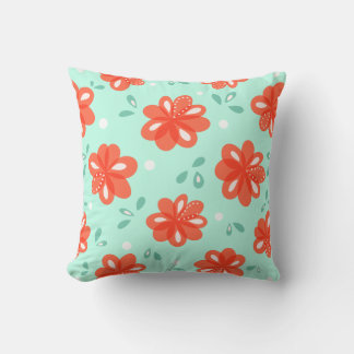 Coussin Motif floral rouge vert décoratif gai