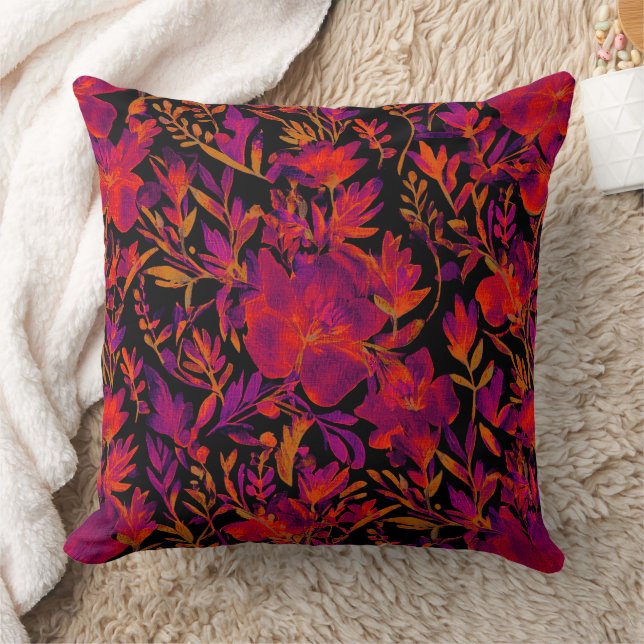 Coussin Motif floral rouge vif (Couverture)