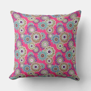 Coussin Motif floral rustique coloré rétro