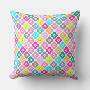 Coussin Motif floral rustique multicolore sur fond blanc
