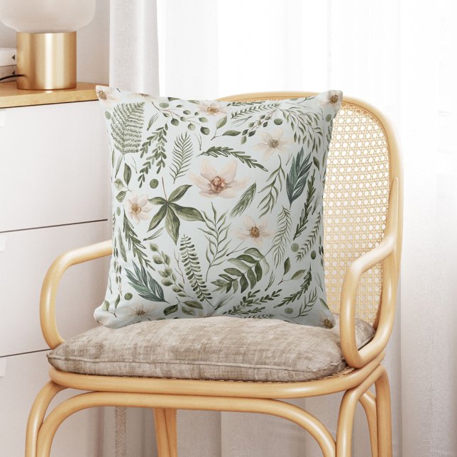 Coussin Motif floral sans couture à l'aquarelle de fleurs  (In situ)