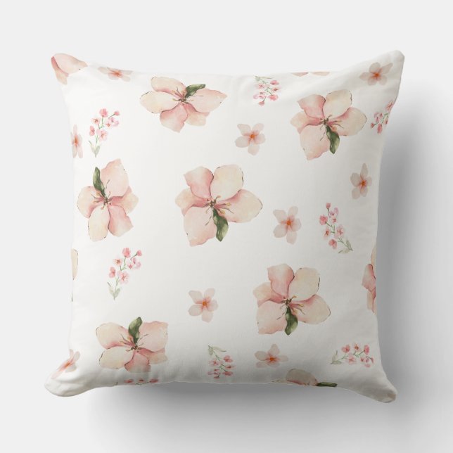 Coussin Motif floral sans couture à l'aquarelle douce (Recto)