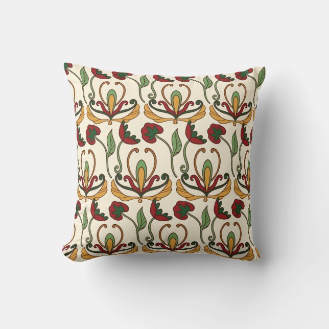 Coussin Motif floral sans couture avec des fleurs rouges e (Recto)