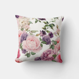 Coussin Motif floral sans couture avec rose, aquarelle. p