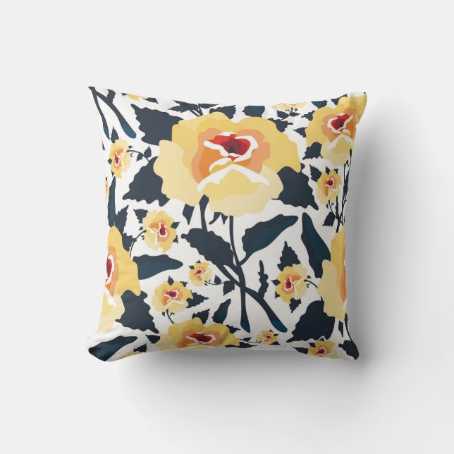 Coussin Motif floral sans couture avec roses. texti transp (Recto)