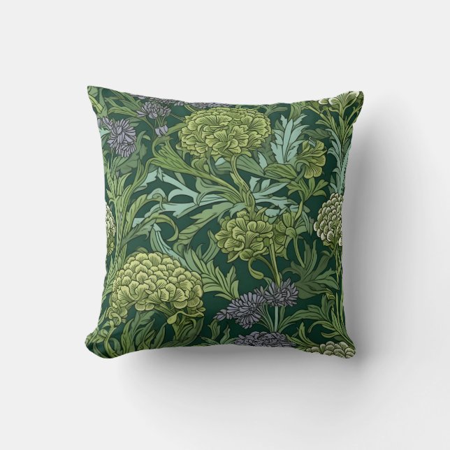 Coussin Motif floral sans couture de style William Morris (Recto)