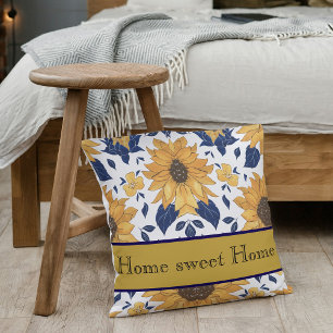 Coussin Motif floral sans couture de tournesol d'été tropi