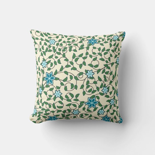 Coussin Motif floral sans couture sur fond beige (Recto)