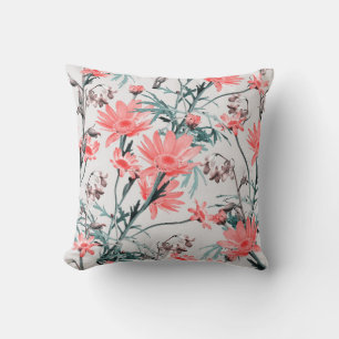 Coussin Motif floral sans soudure, margarita et hyacinthes