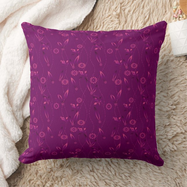 Coussin Motif floral simple rétro bordeaux (Couverture)