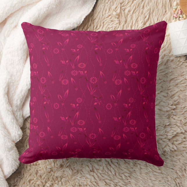 Coussin Motif floral simple rétro rouge (Couverture)