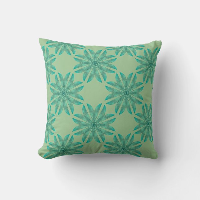 Coussin Motif floral sur vert menthe (Recto)