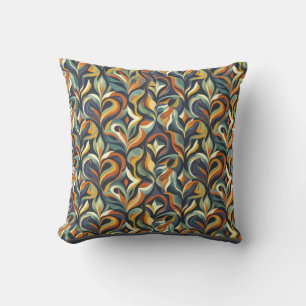 Coussin Motif floral tournoyant rétro groovy bleu marine s