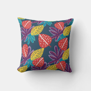 Coussin motif floral tropical tendance fruits colorés