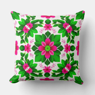 Coussin Motif floral tropical vibrant
