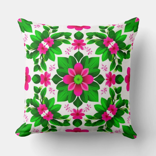 Coussin Motif floral tropical vibrant (Recto)