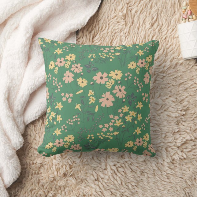 Coussin Motif floral vert bohème moderne (Couverture)