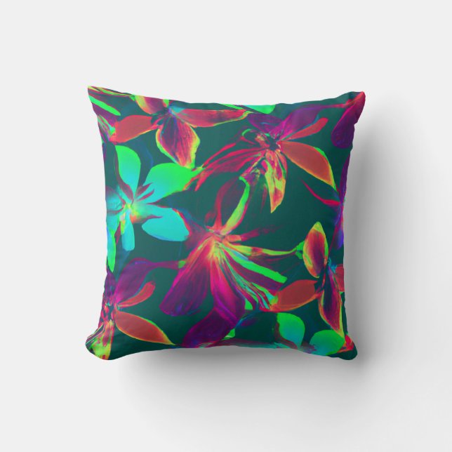 Coussin Motif Floral vert et pourpre (Recto)