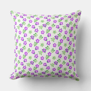 Coussin Motif floral vert violet rétro années soixante