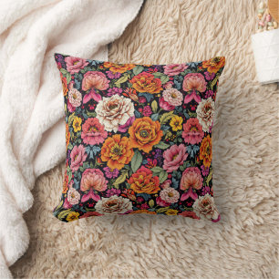 Coussin Motif floral vintage avec des couleurs vives sur f